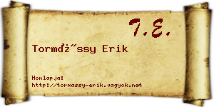 Tormássy Erik névjegykártya