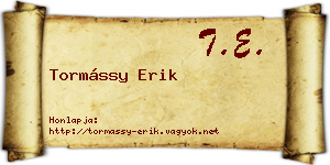 Tormássy Erik névjegykártya